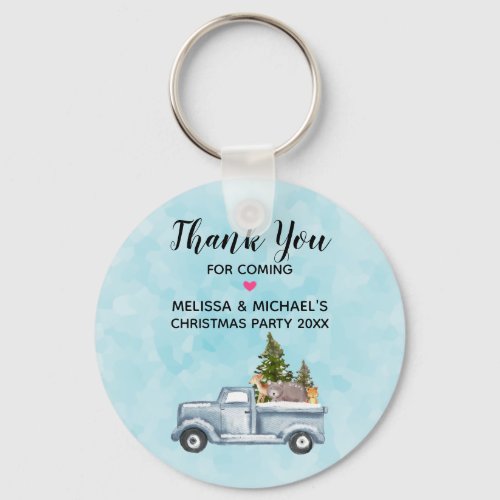 Christmas Truck with Trees  Animals Party Favor Keychain