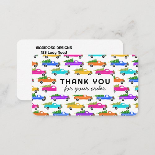 Christmas Trucks Customer Order Thank You QR Code Business Card