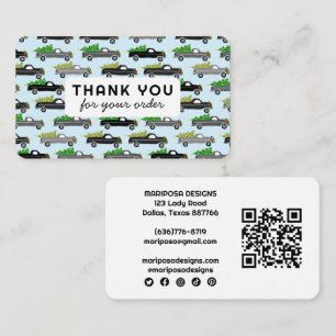 Christmas Trucks Customer Order Thank You QR Code Business Card