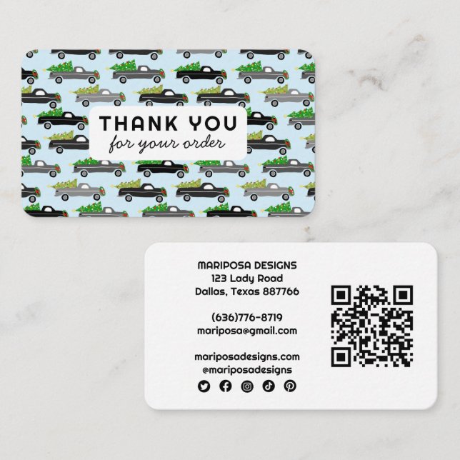 Christmas Trucks Customer Order Thank You QR Code Business Card (Front/Back)