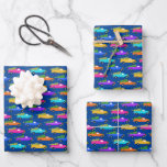 Christmas Trucks Xmas Trees Wreaths Colorful Blue Wrapping Paper Sheets<br><div class="desc">Hope you like this design. Add your own text. Check my shop for more designs and matching items from mugs to kitchen towels!</div>