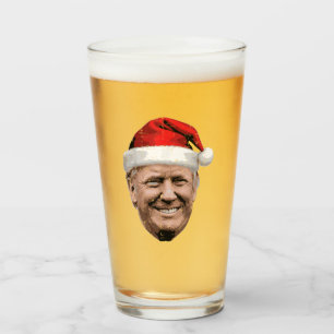 Christmas Trump Face Santa Funny Xmas Meme Glass