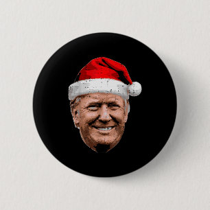 Christmas Trump Face Santa Funny Xmas Meme Men Wom Button