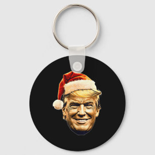 Christmas Trump Face Santa Funny Xmas Meme Men Wom Keychain