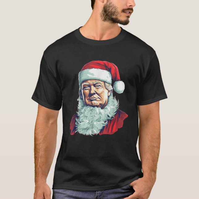 Christmas Trump Santa Outfit Art Portrait Graphic  T-Shirt (Front)