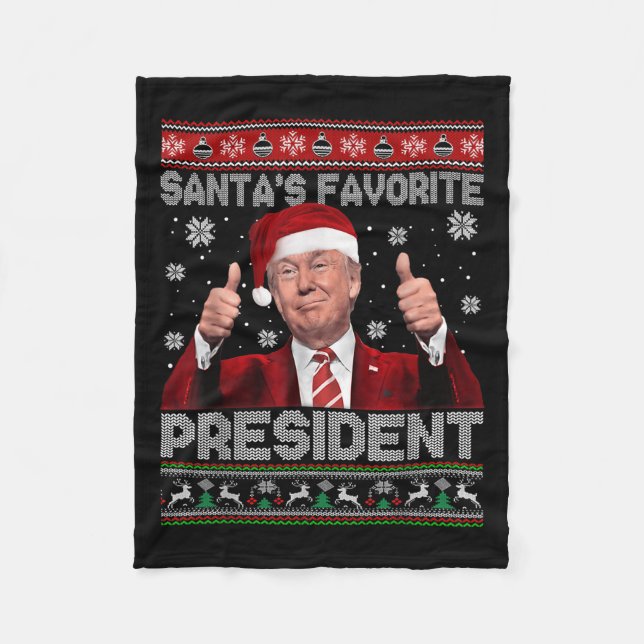 Christmas Trump Santa's Favorite President Xmas Ug Fleece Blanket (Front)