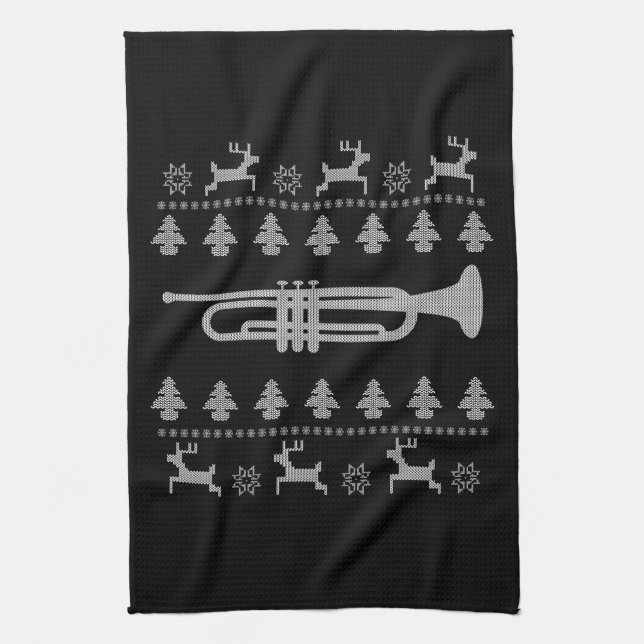 Christmas Trumpet Gift Kitchen Towel (Vertical)