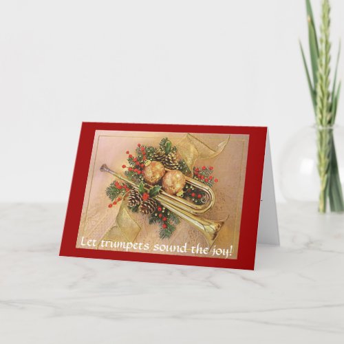 Christmas Trumpet Let trumpets sound the joy Hol Holiday Card