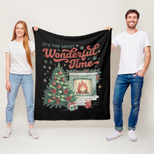 Christmas t's The Most Wonderful Time Vintage  Fleece Blanket