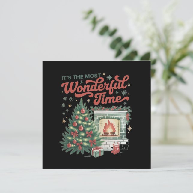 Christmas t's The Most Wonderful Time Vintage  Invitation (Standing Front)