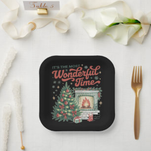 Christmas t's The Most Wonderful Time Vintage Paper Plates