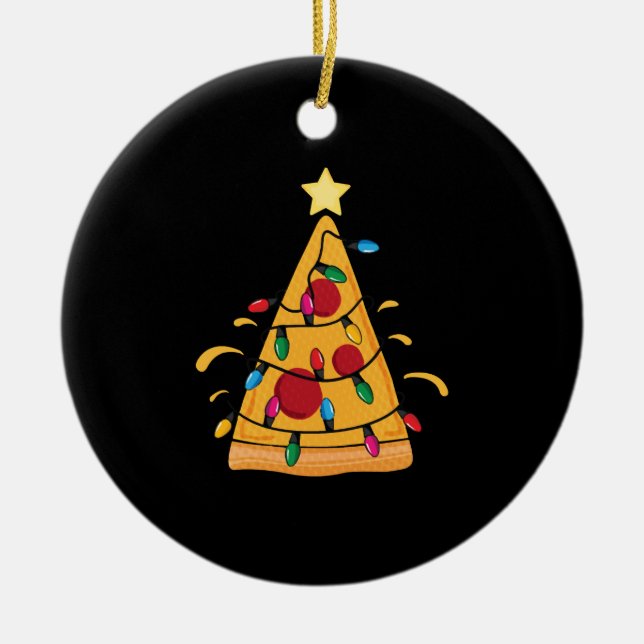 Christmas TShirt for Kids Boys Pizza Xmas Tree Ceramic Ornament (Front)