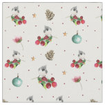 Christmas Tufted Titmouse Winter Bird Pattern Fabric