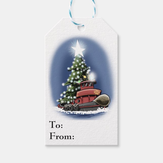 Christmas Tugboat gift tag (Front)