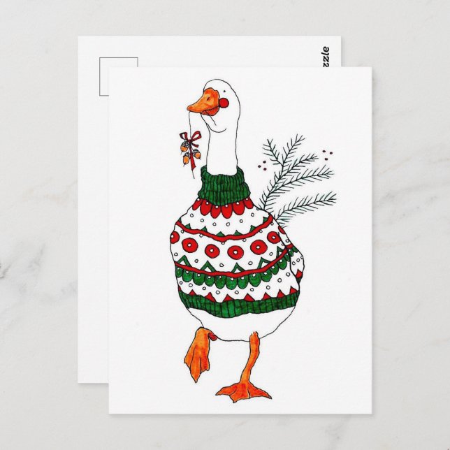 Christmas Turkey in a Sweater Postcard (Front/Back)