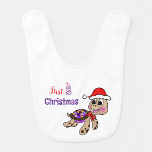 Christmas turtle baby bib
