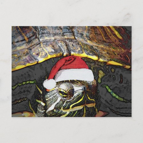 Christmas Turtle Holiday Postcard