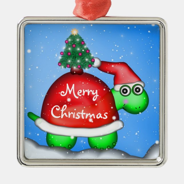 Christmas Turtle Metal Ornament (Front)
