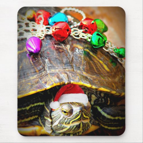 Christmas Turtle Mouse Pad