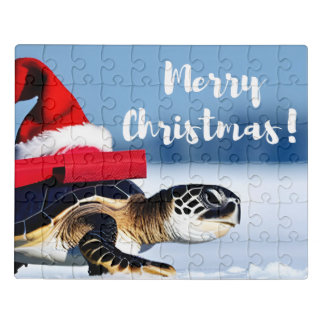 Christmas Turtle Postcard Jigsaw Puzzle