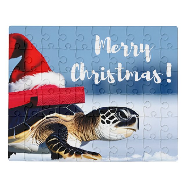 Christmas Turtle Postcard Jigsaw Puzzle (Puzzle Horizontal)