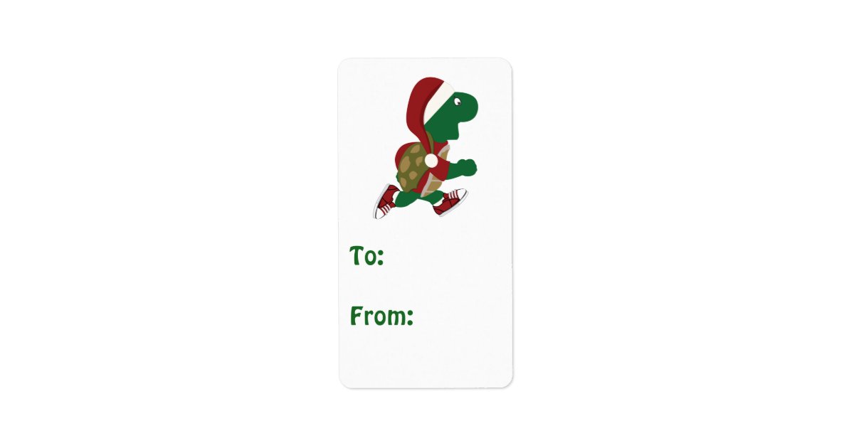 Christmas Turtle Runner Gift tag | Zazzle