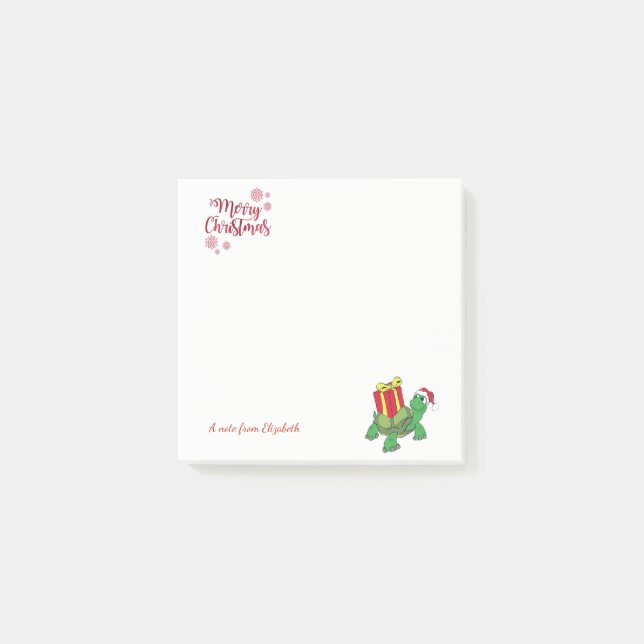 Christmas,Turtle ,Santa Hat,Present-Personalized Post-it Notes (Front)