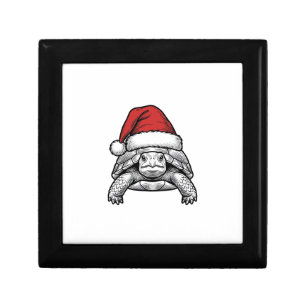 Christmas Turtle Santa Hat Vintage Engraving Desig Gift Box
