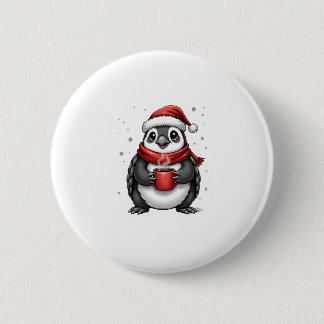 Christmas Turtle with Santa Hat Coffee Lover Funny Button