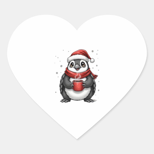 Christmas Turtle with Santa Hat Coffee Lover Funny Heart Sticker (Front)
