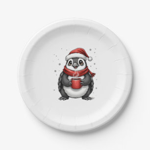 Christmas Turtle with Santa Hat Coffee Lover Funny Paper Plates