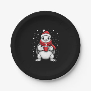 Christmas Turtle with Santa Hat Coffee Lover Funny Paper Plates