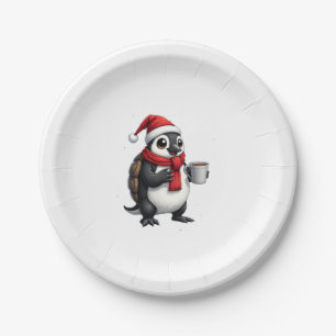 Christmas Turtle with Santa Hat Coffee Lover Funny Paper Plates