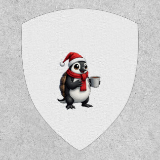Christmas Turtle with Santa Hat Coffee Lover Funny Patch