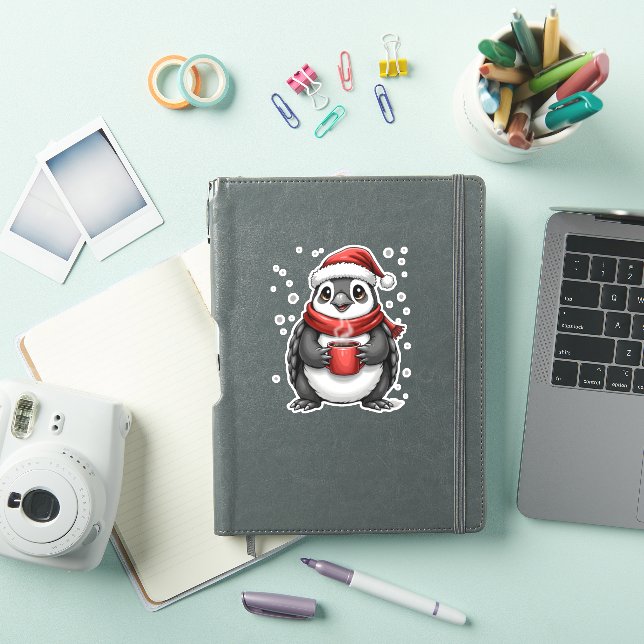 Christmas Turtle with Santa Hat Coffee Lover Funny Sticker (iPad Cover)