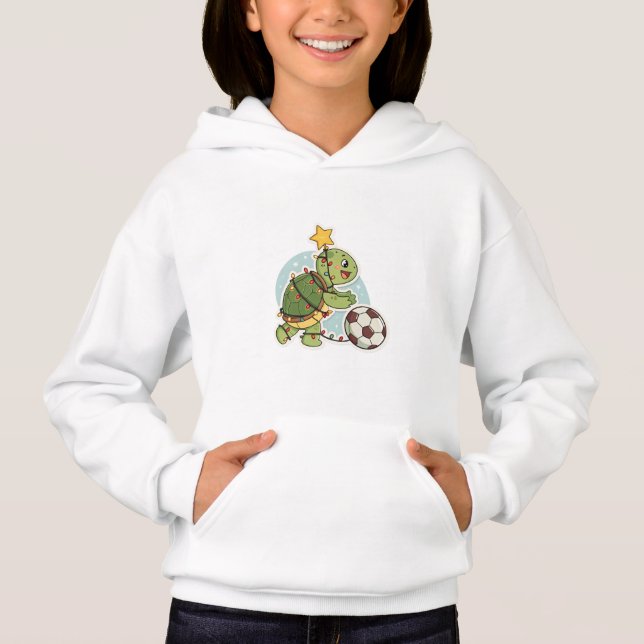 Christmas Turtle with Soccer Ball Hoodie (Front)