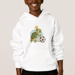 Christmas Turtle with Soccer Ball Hoodie