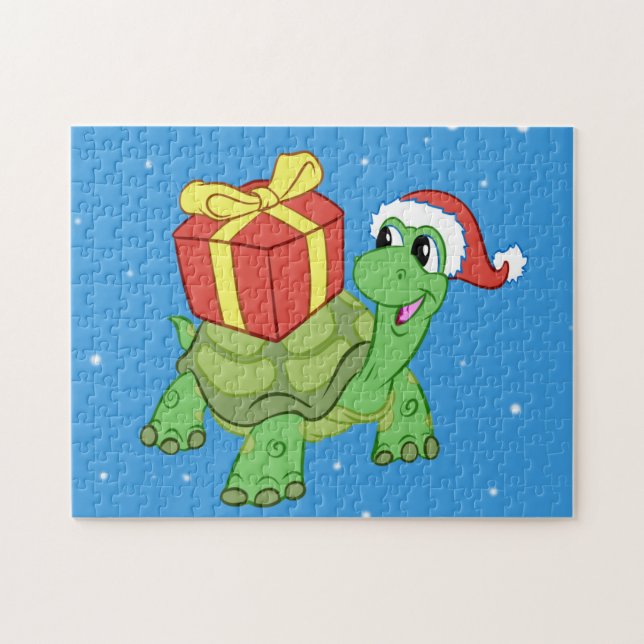 Christmas turtle with the gift jigsaw puzzle (Horizontal)