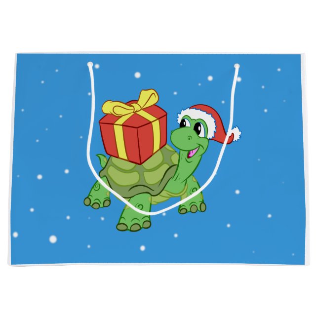 Christmas turtle with the gift large gift bag (Front)