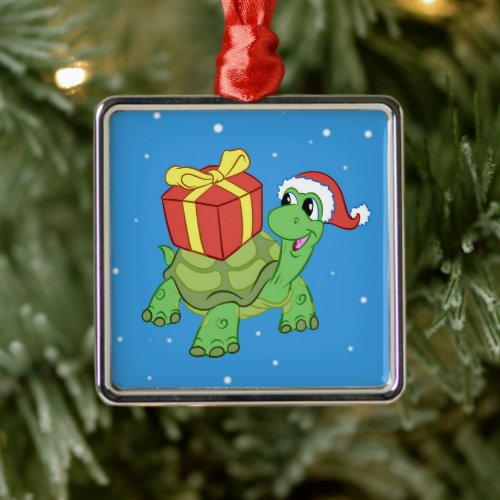 Christmas turtle with the gift metal ornament