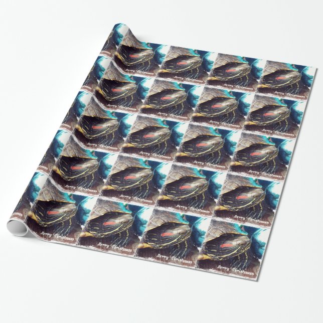 Christmas Turtle Wrapping Paper (Unrolled)