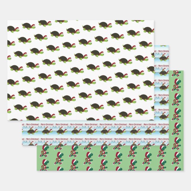 Christmas Turtles Wrapping Paper Sheets (Set)