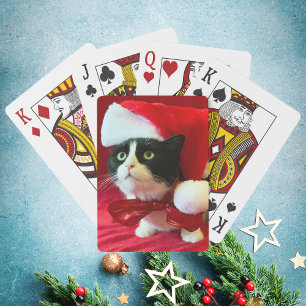 Christmas Tuxedo Cat Playing Cards