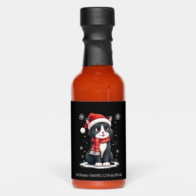 Christmas Tuxedo Cat Santa Scarf Ugly Xmas Women G Hot Sauces (Front)