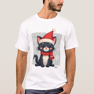Christmas Tuxedo Cat Santa Scarf Ugly Xmas Women G T-Shirt