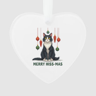 Christmas Tuxedo Cat with Holiday Decorations Merr