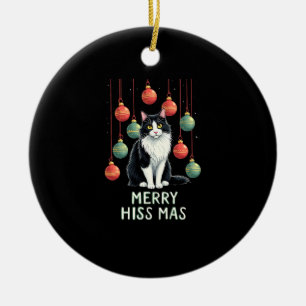 Christmas Tuxedo Cat with Holiday Decorations Merr
