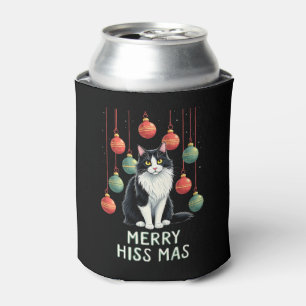 Christmas Tuxedo Cat with Holiday Decorations Merr Can Cooler