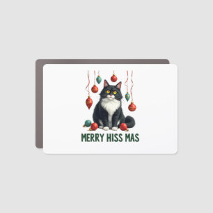 Christmas Tuxedo Cat with Holiday Decorations Merr Car Magnet