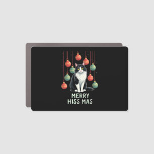 Christmas Tuxedo Cat with Holiday Decorations Merr Car Magnet